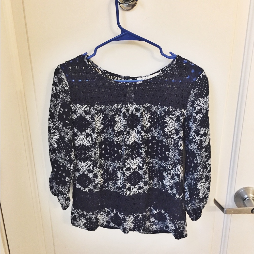 Blue and White Crochet Top